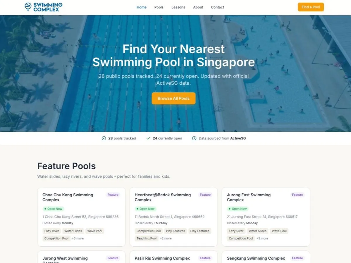 Screenshot of SwimmingComplex.com